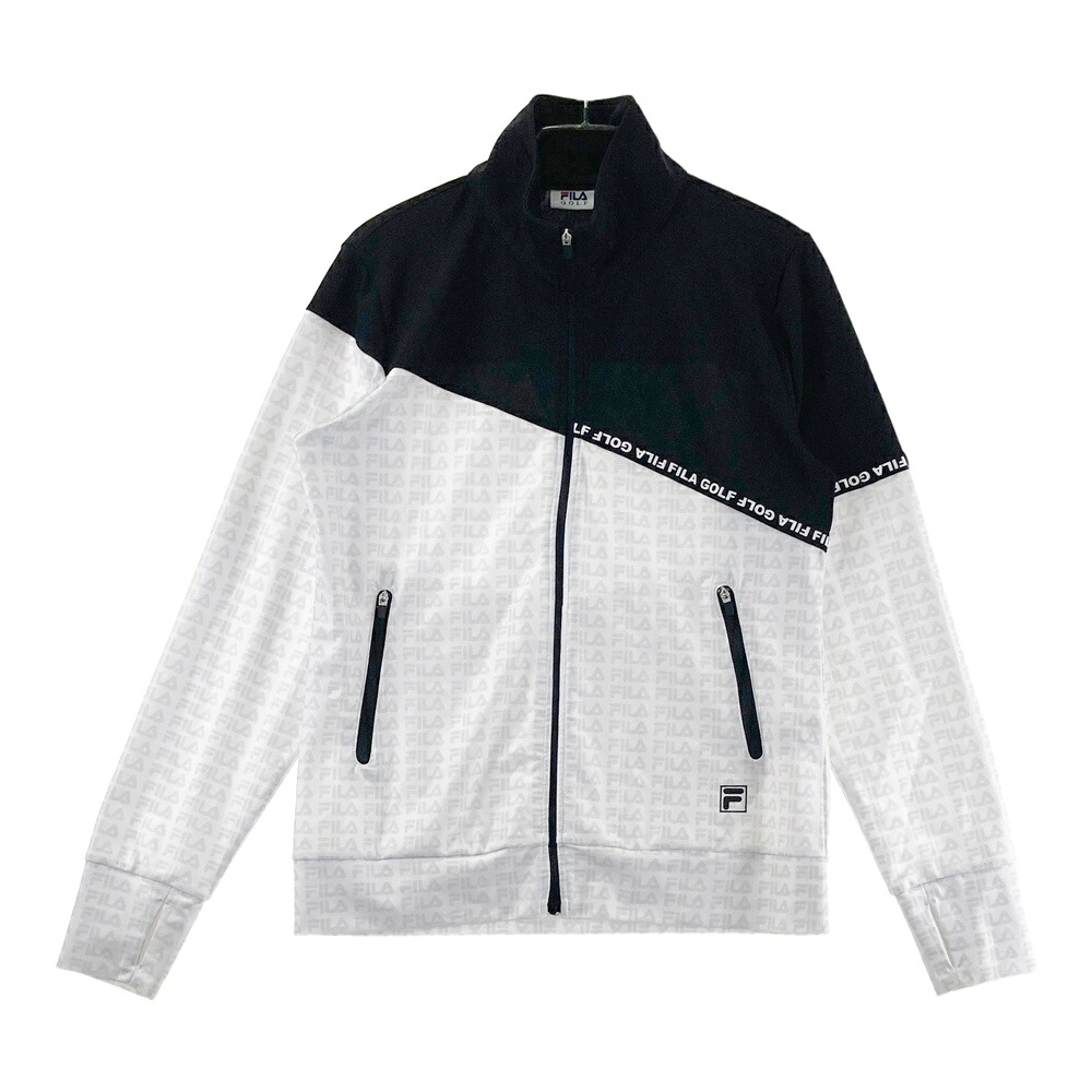 FILA GOLF フィラゴルフ ジップジャケット ロゴ柄 ホワイト系 M 【中古】ゴルフウェア レディース
