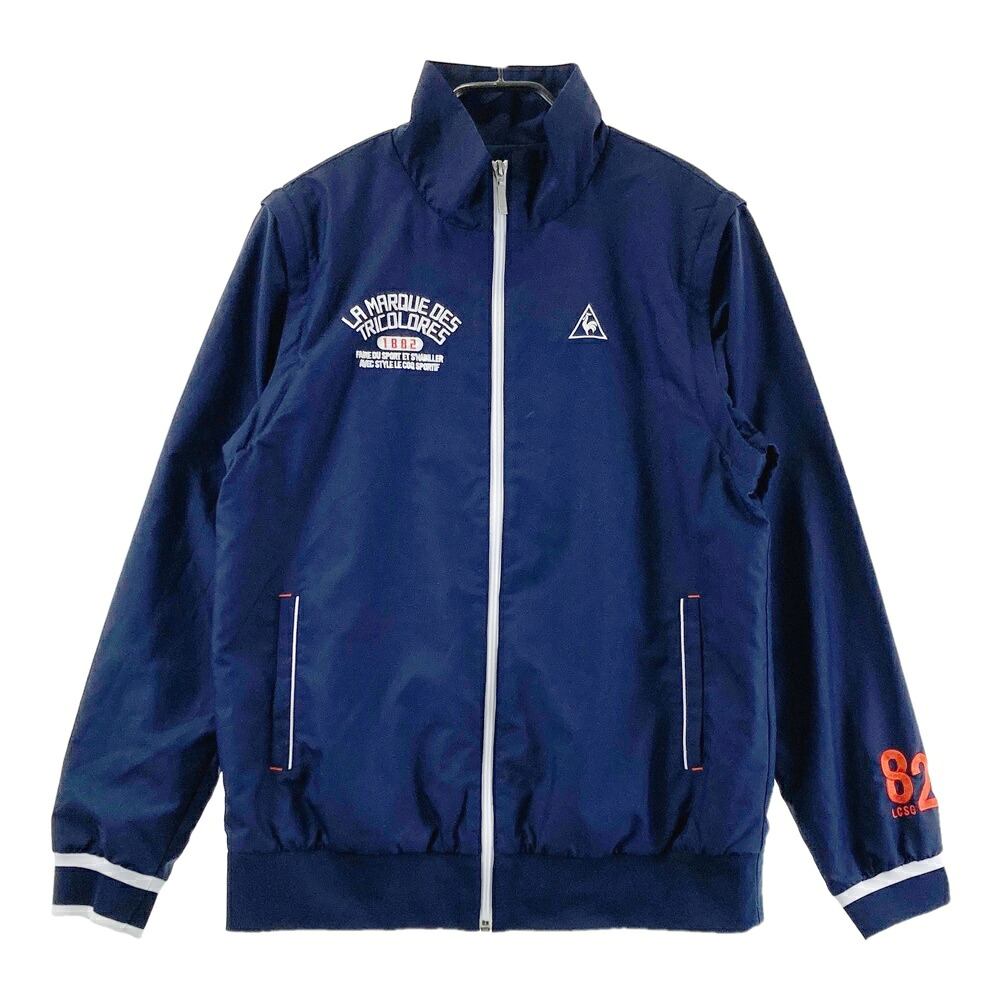 LE COQ GOLF ルコックゴルフ 裏地付 2way ジップジャケット ネイビー系 LL 【中古】ゴルフウェア レディース