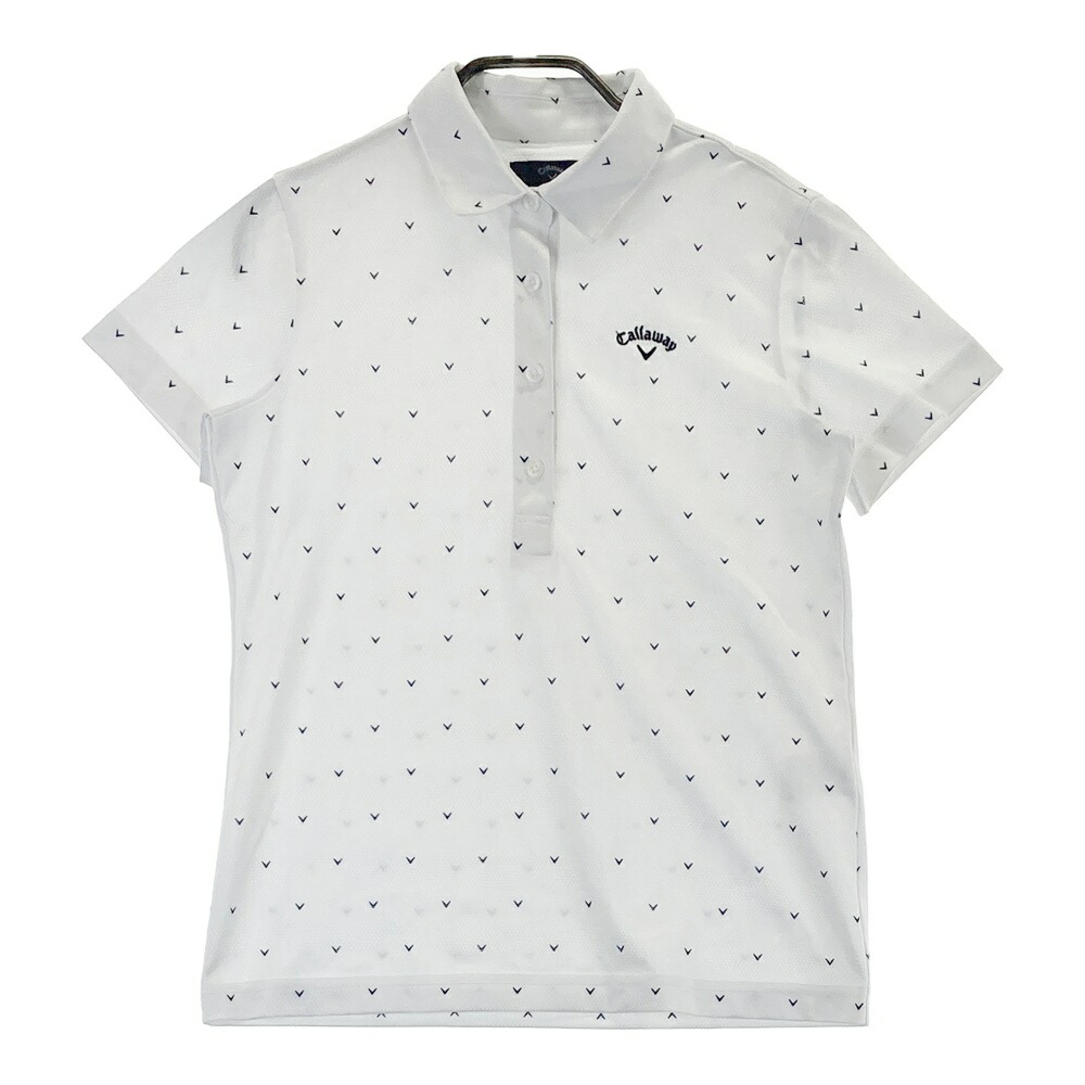CALLAWAY キャロウェイ 半袖ポロシャツ 総柄 ホワイト系 S 【中古】ゴルフウェア レディース