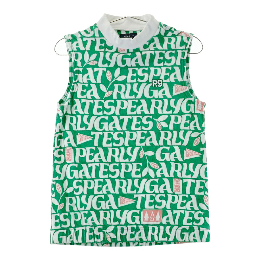 PEARLY GATES パーリーゲイツ パイル地 ノースリーブシャツ 総柄 グリーン系 1 【中古】ゴルフウェア レディース 4,488円