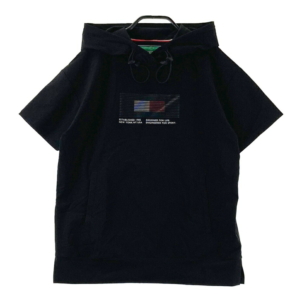 TOMMY HILFIGER GOLF トミー ヒルフィガーゴルフ フード付き 半袖ブルゾン ブラック系 S 【中古】ゴルフウェア レディース