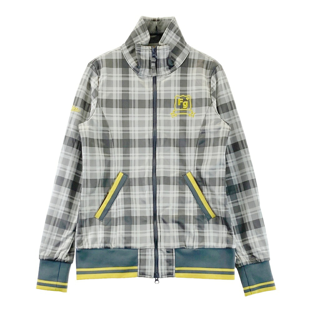FILA GOLF フィラゴルフ 長袖 ジップジャケット 裏微起毛 チェック柄 グレー系 M 【中古】ゴルフウェア レディース