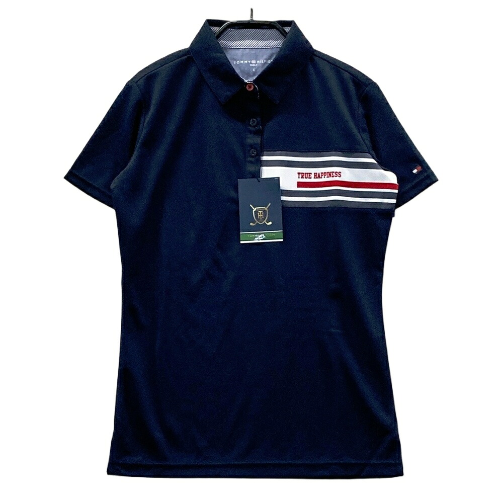 TOMMY HILFIGER GOLF トミー ヒルフィガーゴルフ 半袖ポロシャツ ネイビー系 S 【中古】ゴルフウェア レディース