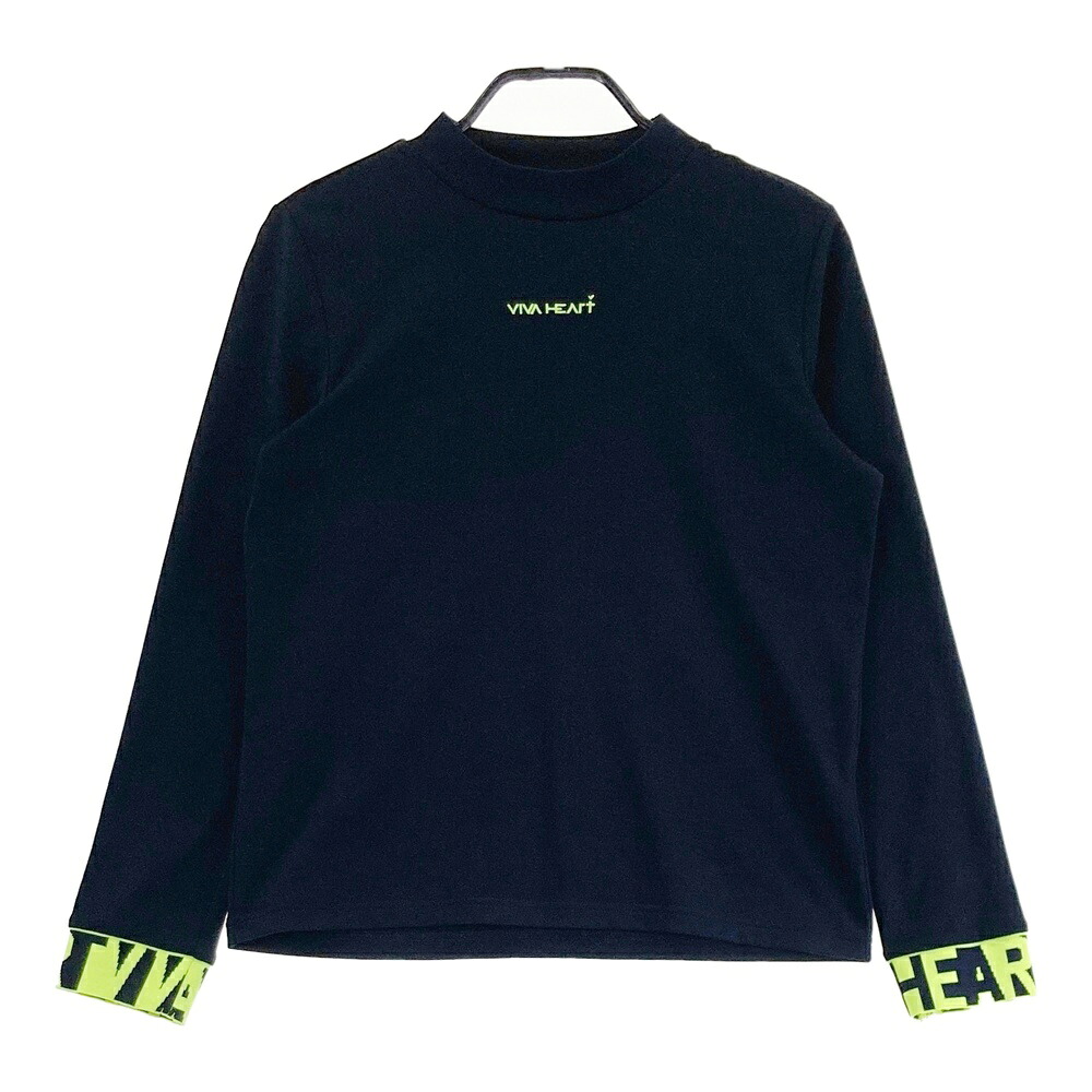VIVA HEART ビバハート モックネック 長袖Tシャツ ネイビー系 42 【中古】ゴルフウェア レディース