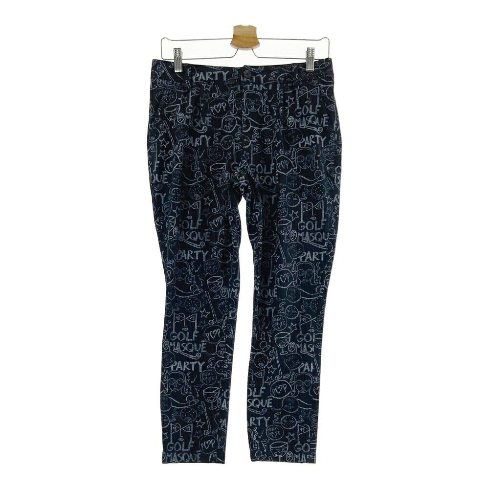 CASTELBAJAC カステルバジャック ストレッチパンツ 総柄 ブラック系 40 【中古】ゴルフウェア レディース