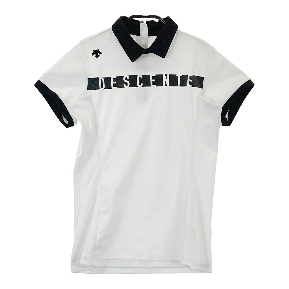 DESCENTE GOLF デサントゴルフ バックジップ 襟付き 半袖Tシャツ ホワイト系 M 【中古】ゴルフウェア レディース