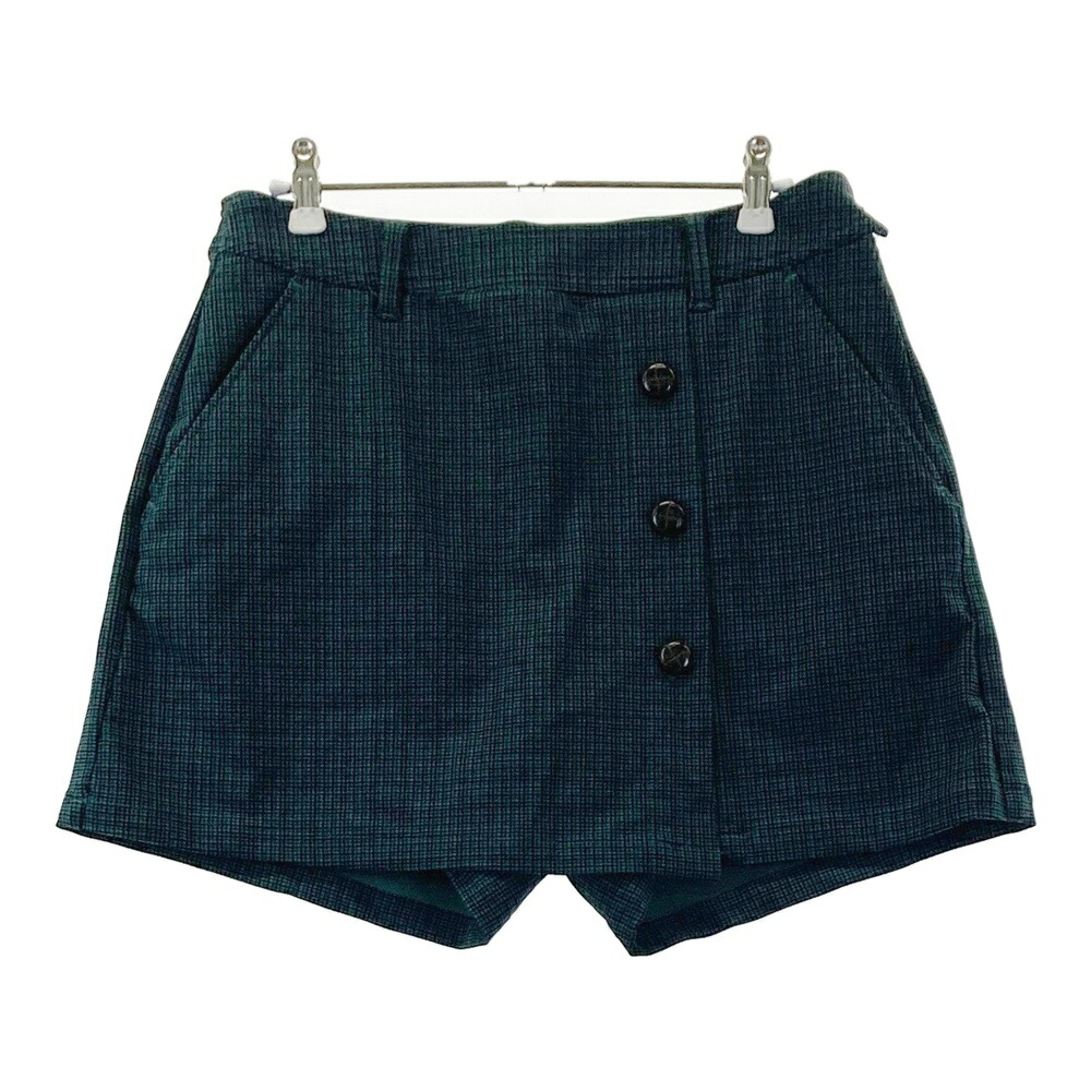 TOMMY HILFIGER GOLF トミー ヒルフィガーゴルフ ストレッチ キュロットスカート 千鳥総柄 グリーン系 L 【中古】ゴルフウェア レディース
