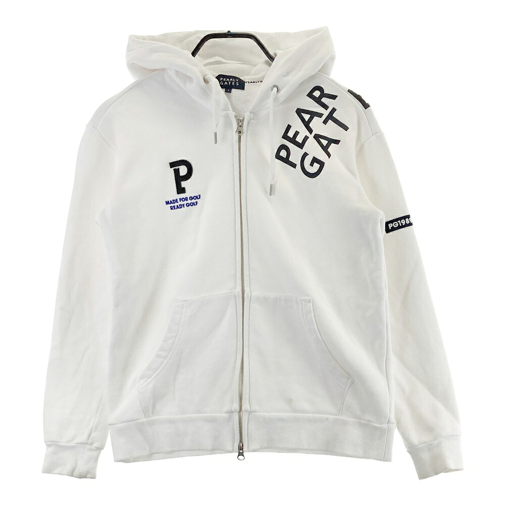 PEARLY GATES パーリーゲイツ 長袖ジップパーカー ホワイト系 1 【中古】ゴルフウェア レディース