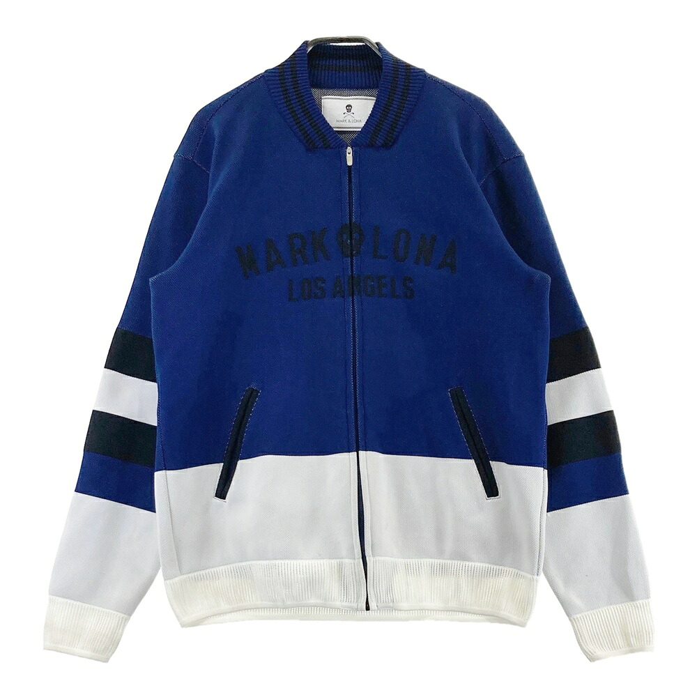 MARK&LONA マークアンドロナ 長袖 ニット ジップジャケット ネイビー系 L 【中古】ゴルフウェア レディース