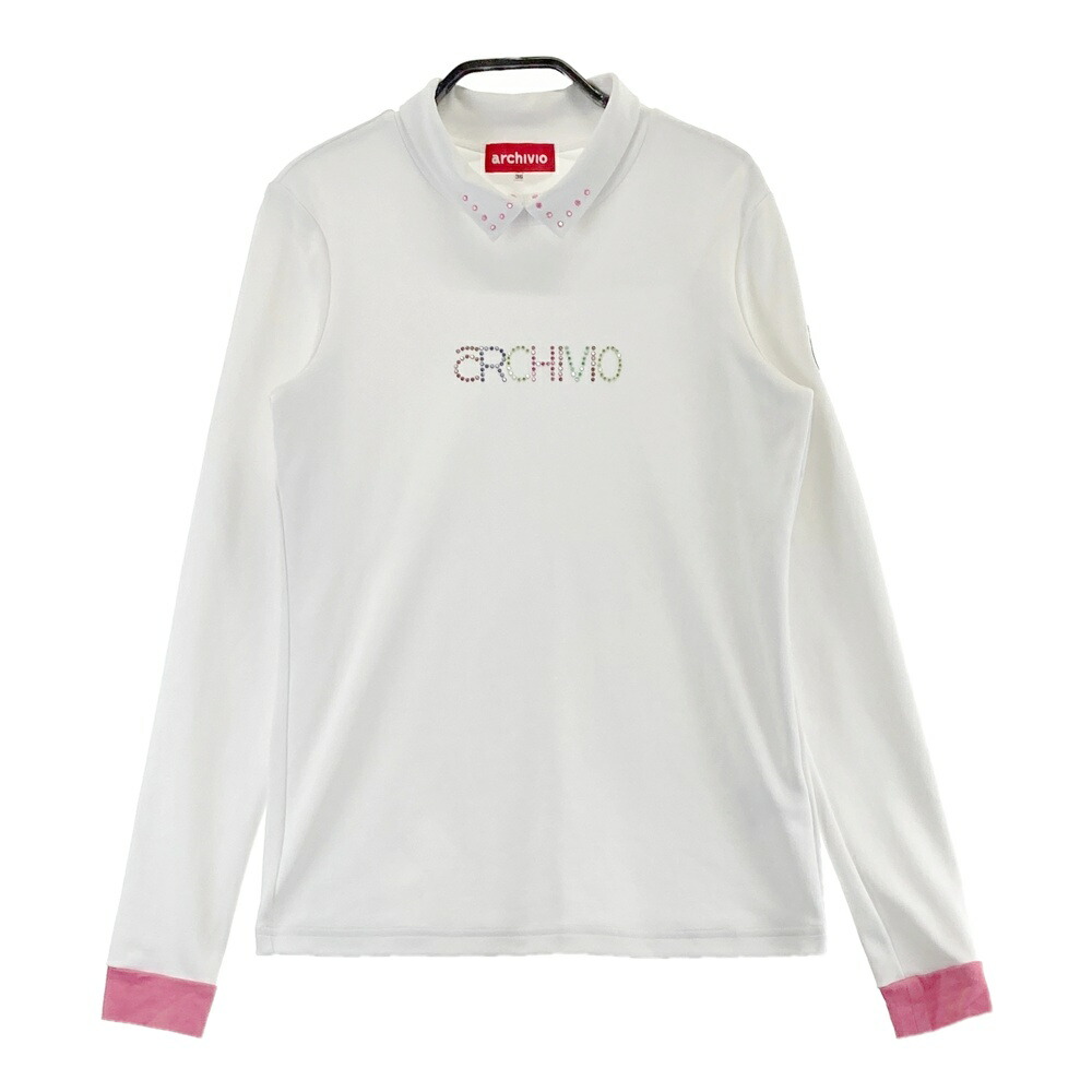 ARCHIVIO アルチビオ 襟付き 長袖Tシャツ ロゴ ホワイト系 36 【中古】ゴルフウェア レディース