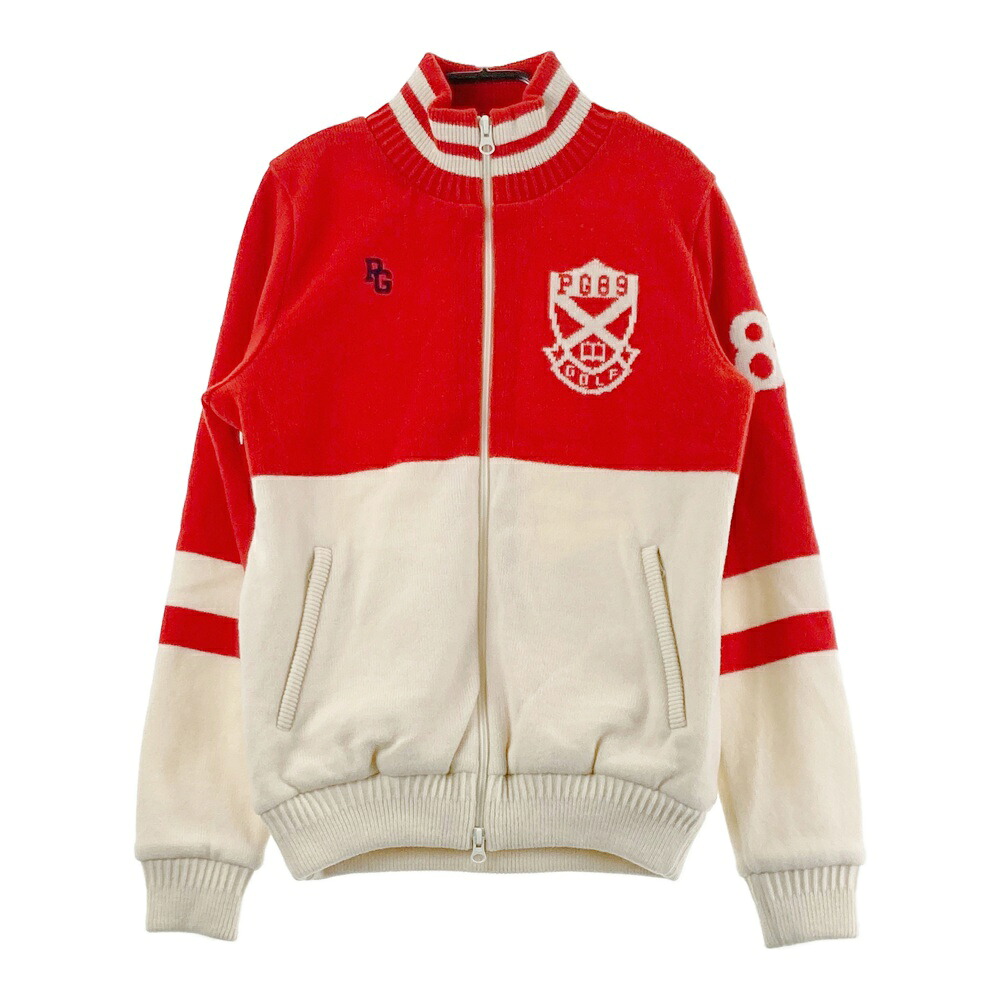 PEARLY GATES パーリーゲイツ 長袖ジップ ニットジャケット ウール混 オレンジ系 1 【中古】ゴルフウェア レディース