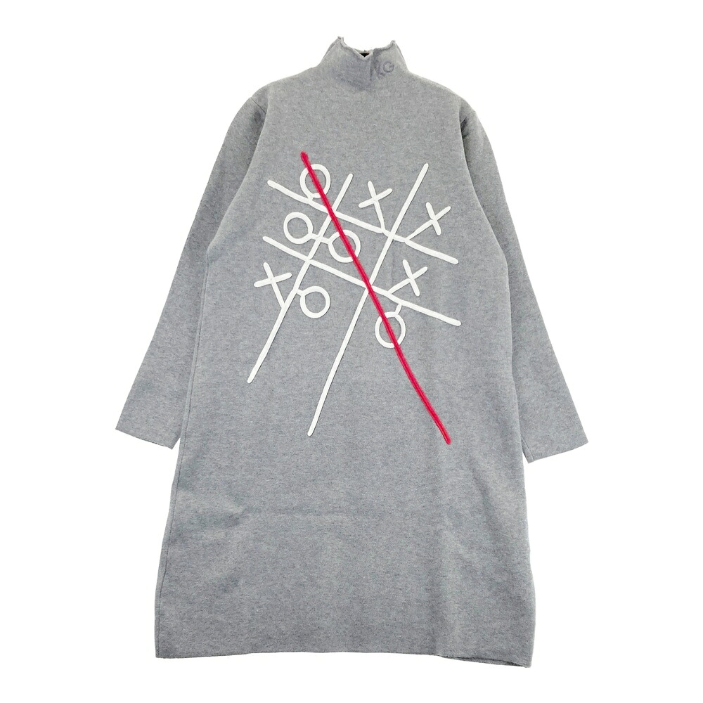 KISS ON THE GREEN キスオンザグリーン ハイネック 長袖ニットワンピース グレー系 サイズ表記無し 【中古】ゴルフウェア レディース