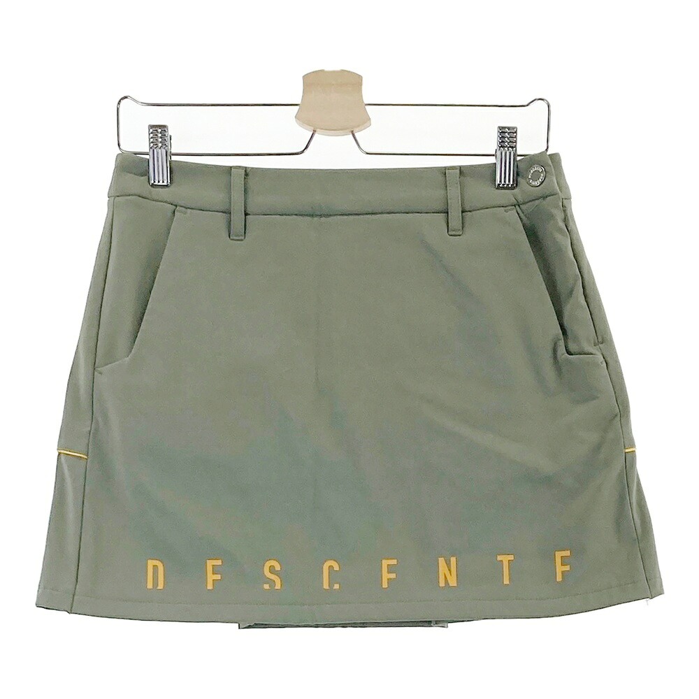 DESCENTE GOLF デサントゴルフ ストレッチ プリーツスカート 裏起毛 カーキ系 M 【中古】ゴルフウェア レディース