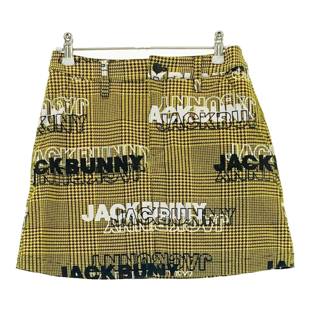 JACK BUNNY ジャックバニー 2023年 下穿き付 直線コーススコート ロゴタイプ グレン読み合わせる柄 黄み系 0 【中古】ゴルフお召しもの レディース ゴルフ-スポーツ・アウトドア-ウェア