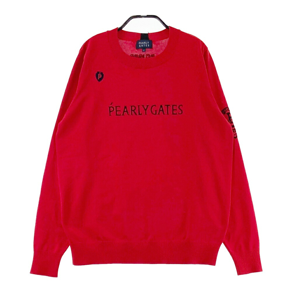 PEARLY GATES パーリーゲイツ  長袖 編み物スウェーター  赤いこと系 1 【中古】ゴルフ御召しもの レディース