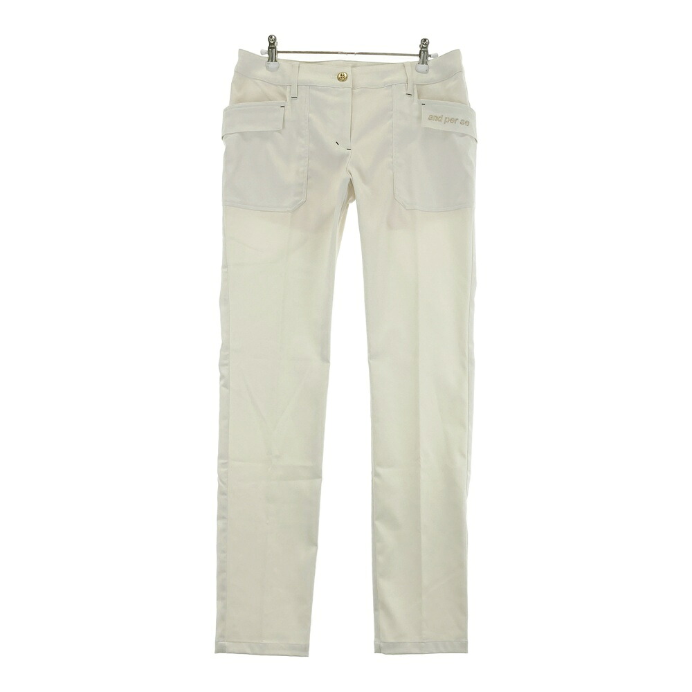 AND PER SE アンパスィ ロングパンツ ベージュ系 L 【中古】ゴルフウェア レディース