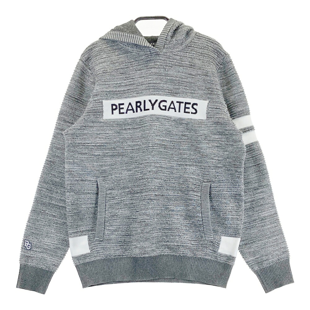 PEARLY GATES パーリーゲイツ  編み物パーカー  薄墨色系 1 【中古】ゴルフ御召しもの レディース