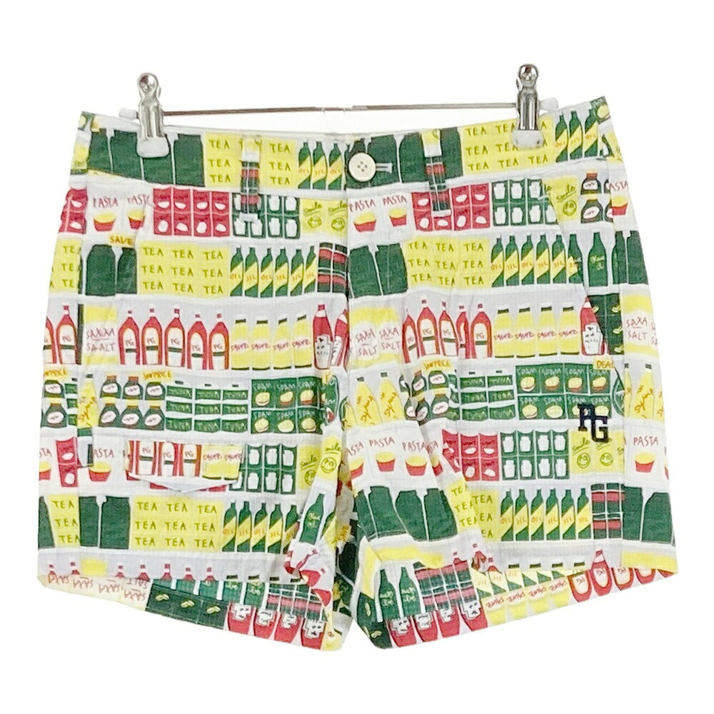 PEARLY GATES パーリーゲイツ シアサッカー ショートパンツ 総柄 ホワイト系 0 【中古】ゴルフウェア レディース
