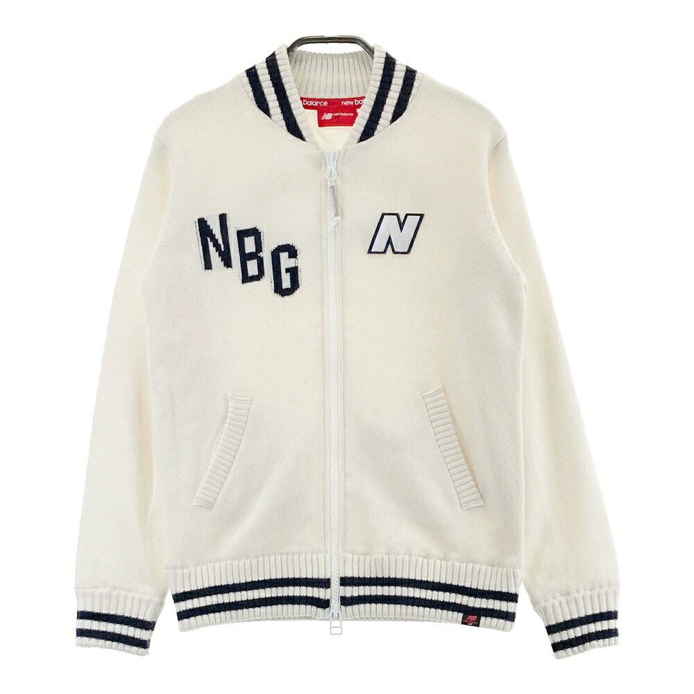 NEW BALANCE GOLF ニューバランス 長袖 ニット ジップジャケット 裏地付 ホワイト系 1 【中古】ゴルフウェア レディース