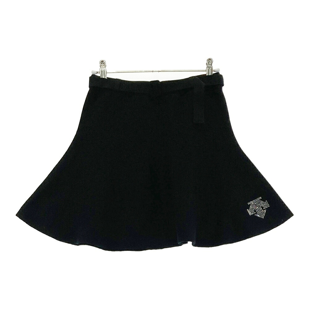 DESCENTE GOLF デサントゴルフ  編み物スコート フラウンス  黒いこと系 S 【中古】ゴルフお召しもの レディース スカート-ゴルフ