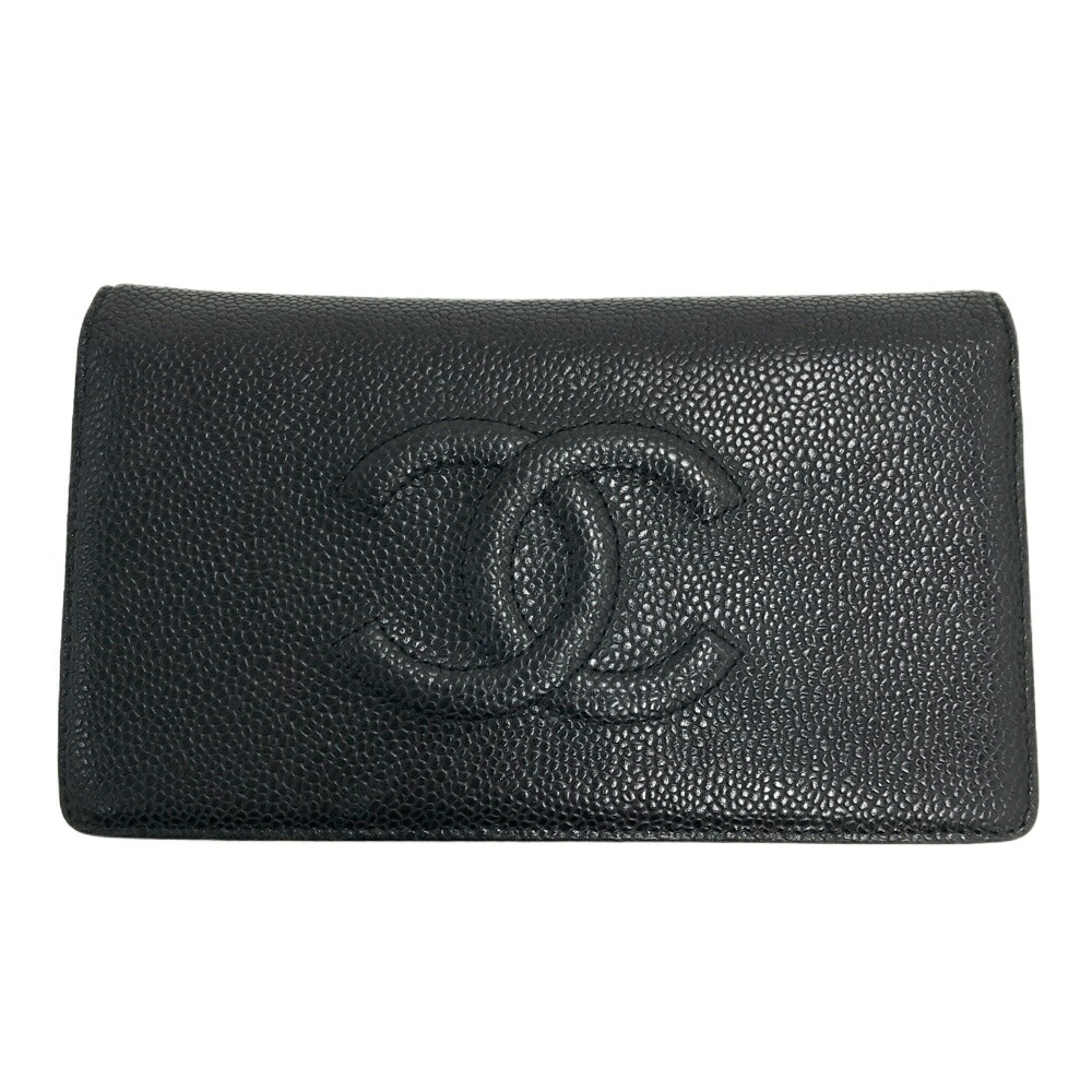CHANEL シャネル  長紙入れ キャビア人はだ  黒いこと系  【中古】レディース
