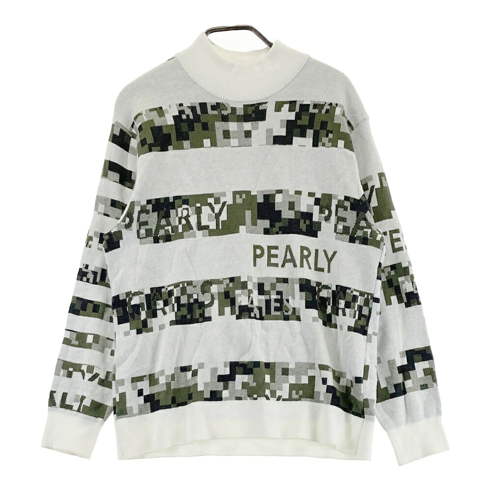 PEARLY GATES パーリーゲイツ 2024年模範例 長袖編み物スウェーター 総柄 白いこと系 0 【中古】ゴルフ御召しもの レディース