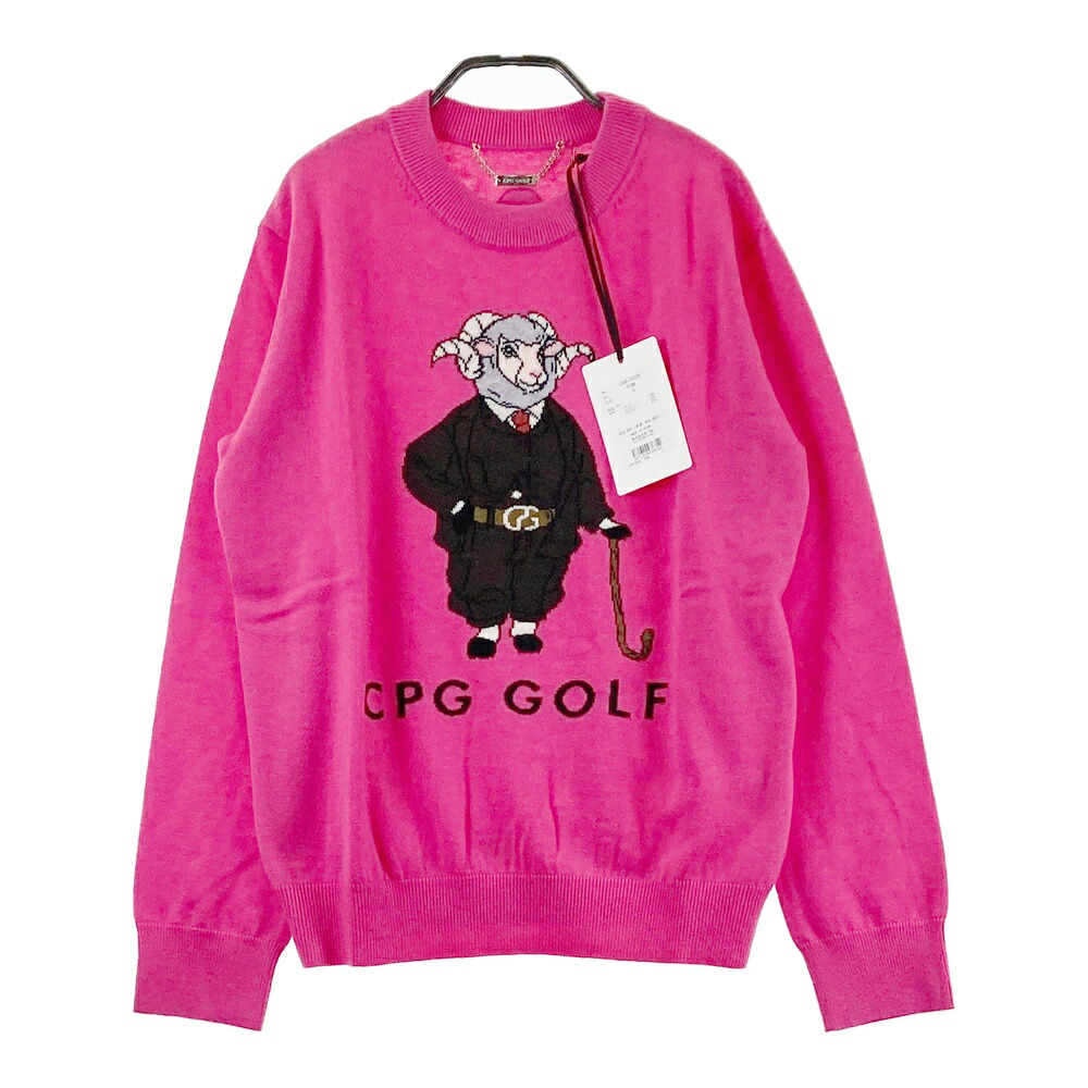 CPG GOLF シーピージーゴルフ 1308-24229 編み物 スウェーター  サクラ色系 3 【中古】ゴルフ御召しもの レディース