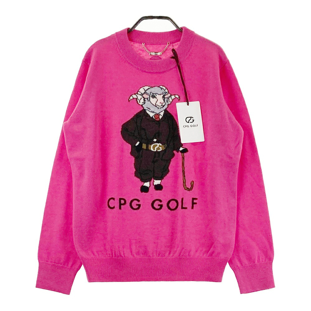 CPG GOLF シーピージーゴルフ 1308-24229 編み物 プルオーバー  サクラ色系 2 【中古】ゴルフお召しもの レディース ウェア-セーター
