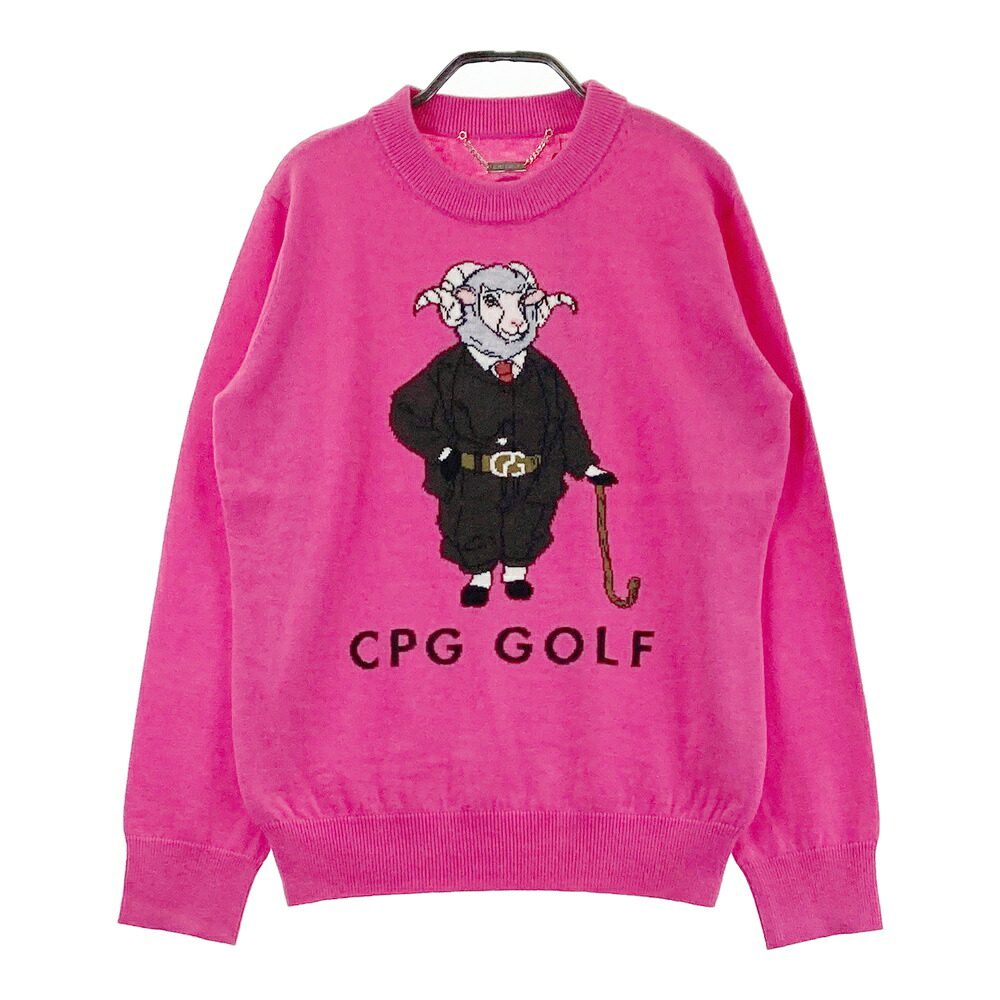 CPG GOLF シーピージーゴルフ 1308-24229 編み物 スウェーター  サクラ色系 1 【中古】ゴルフ御召しもの レディース