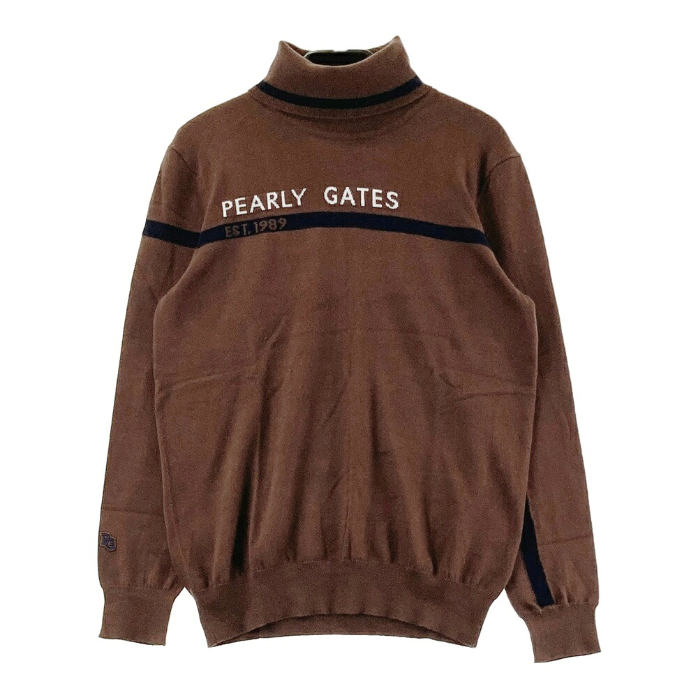 PEARLY GATES パーリーゲイツ  タートルネック 編み物スウェーター  赤銅色系 0 【中古】ゴルフ御召しもの レディース