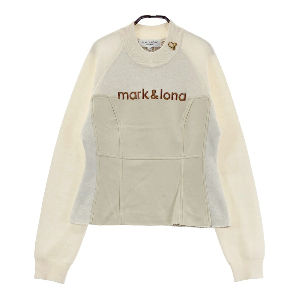 MARK\u0026LONA マークアンドロナ 2025年青写真 羊毛 ハイネック 編み物スウェーター  白いこと系 38 【中古】ゴルフお召しもの レディース