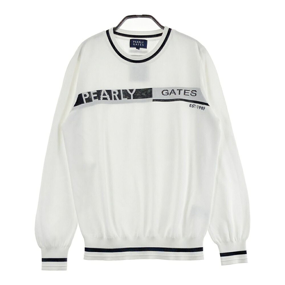 PEARLY GATES パーリーゲイツ  薄っぺら 編み物スウェーター  白いこと系 1 【中古】ゴルフ御召しもの レディース