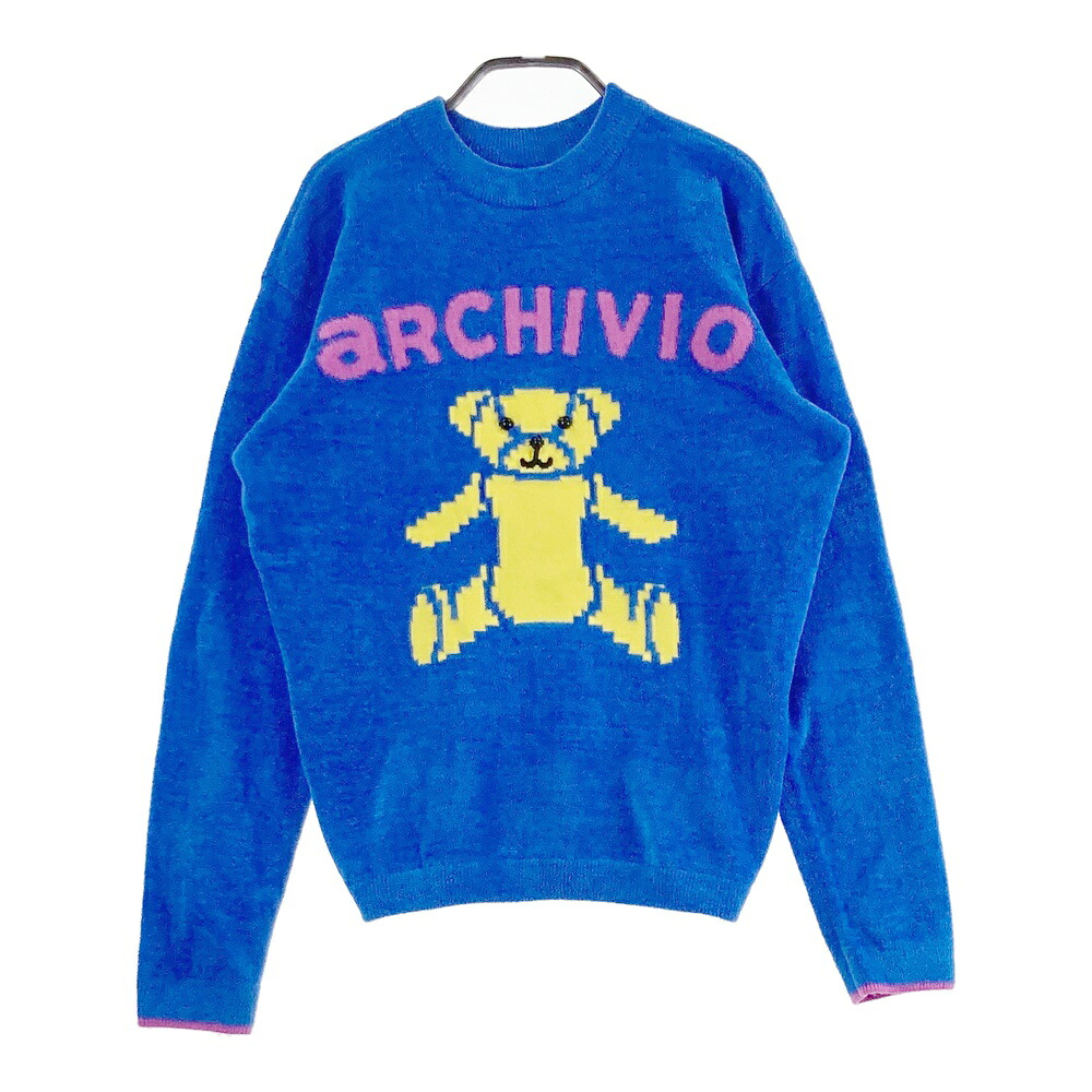 ARCHIVIO アルチビオ  天鵞絨ショッピングセンター 編み物ティーシャツ  青み系 38 【中古】ゴルフ御召しもの レディース