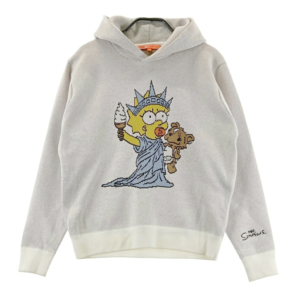 BEAMS GOLF ビームスゴルフ ×THE SIMPSONS/2024年真似形 編み物パーカー シンプソンズ  白いこと系 M 【中古】ゴルフ御召しもの レディース