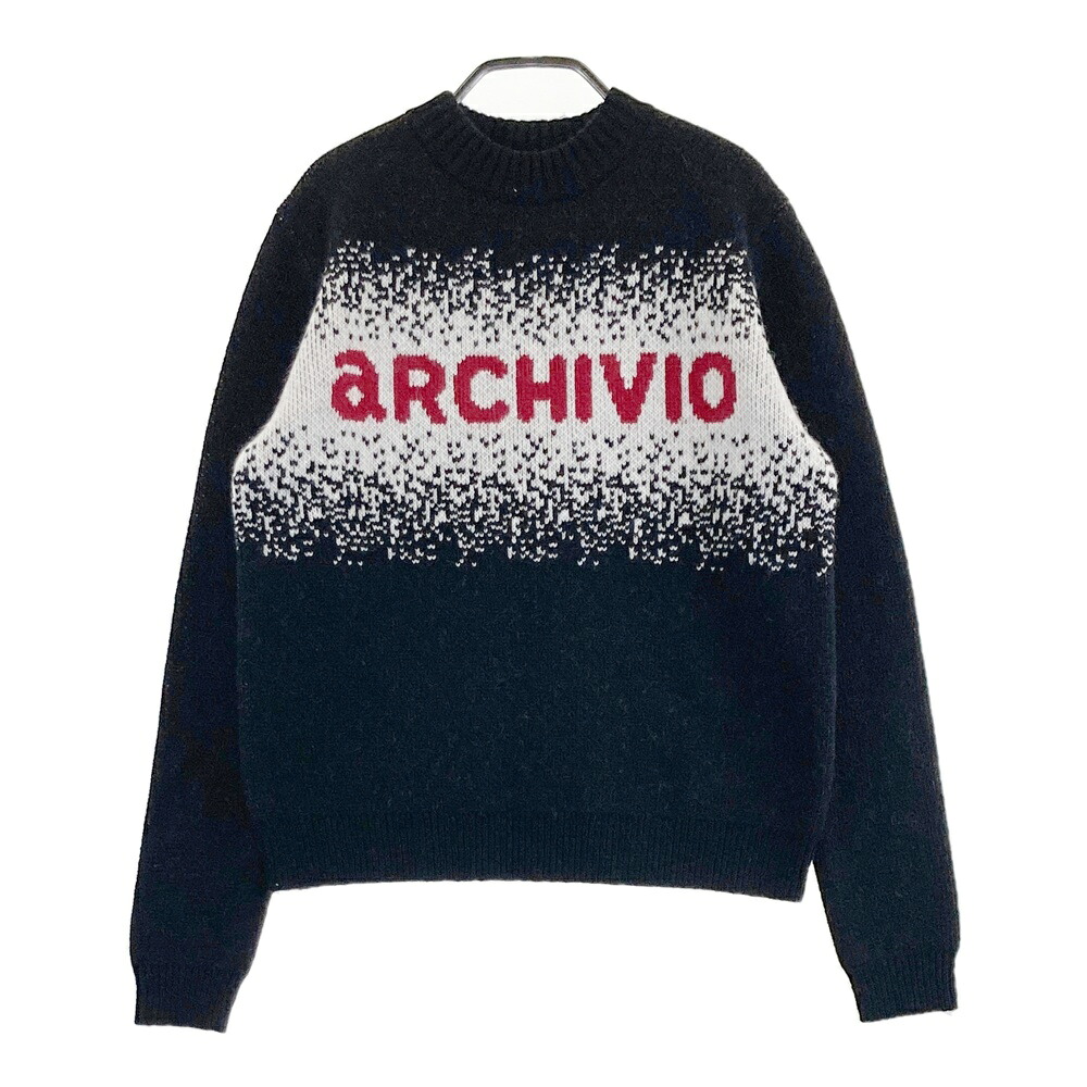 ARCHIVIO アルチビオ 2024年模範例 羊毛混 編み物スウェーター ロゴタイプ 黒いこと系 36 【中古】ゴルフ御召しもの レディース
