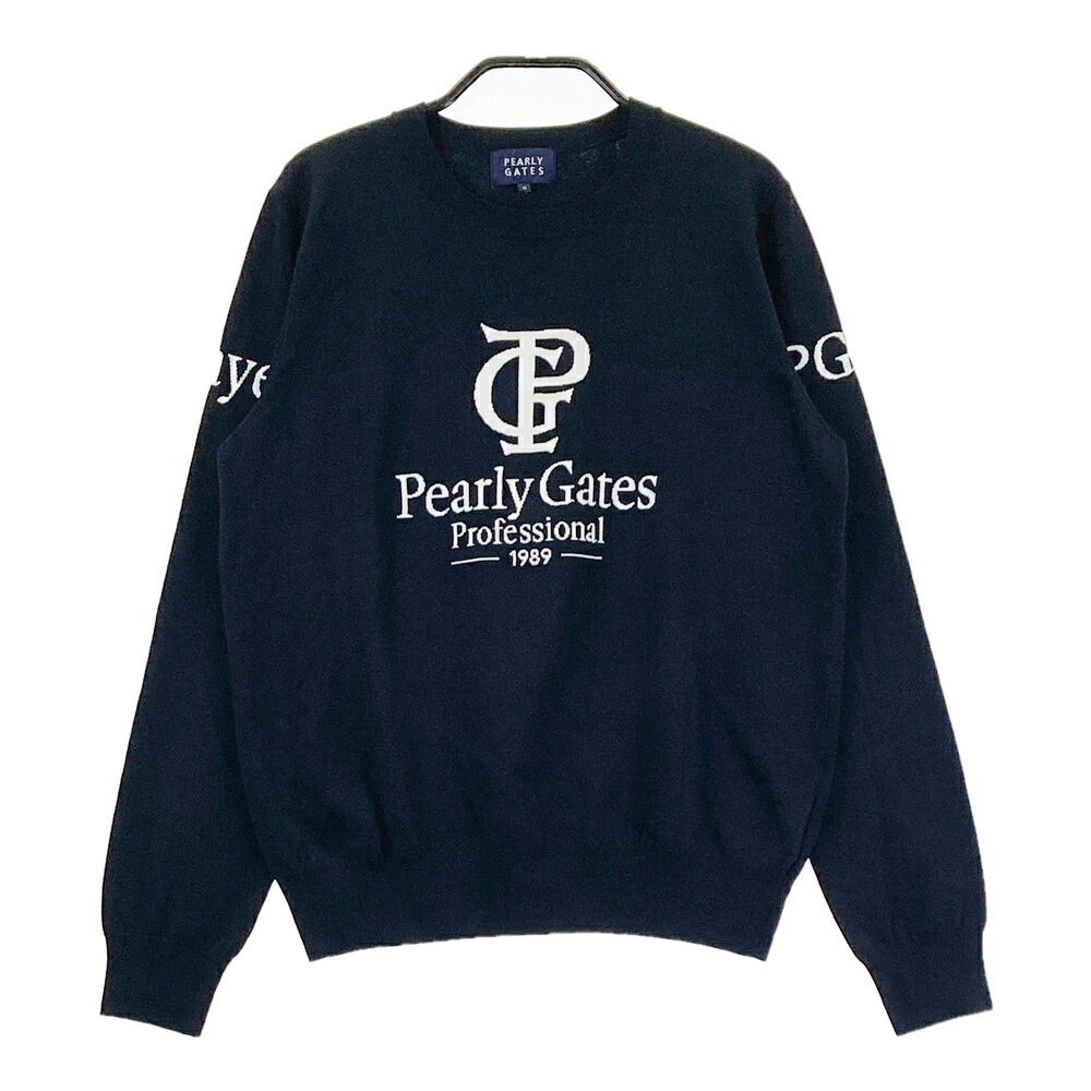 PEARLY GATES パーリーゲイツ 2024年模範例 ロゴニットセーター 薄っぺら  米国海軍系 0 【中古】ゴルフ御召しもの レディース