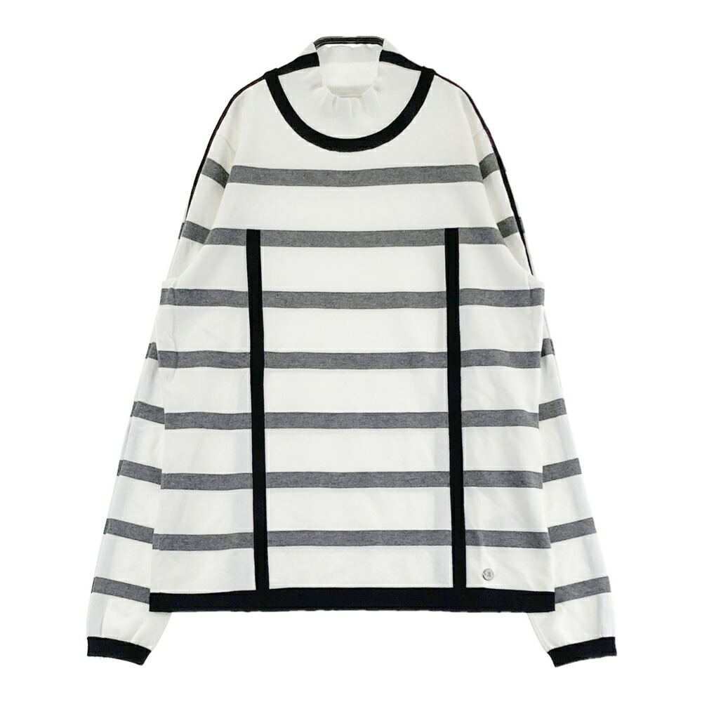 LANVIN SPORT ランバン スポール  ハイネック 編み物プルオーバー 間借り人柄 白いこと系 40 【中古】ゴルフ御召しもの レディース