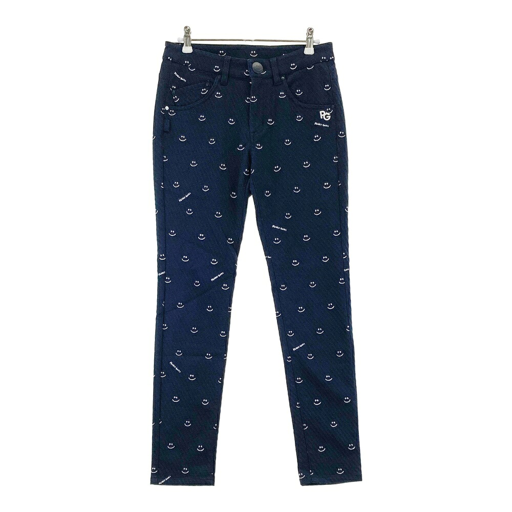 PEARLY GATES パーリーゲイツ ストレッチパンツ ニコちゃん ネイビー系 0 【中古】ゴルフウェア レディース|中古ゴルフウェア通販STST