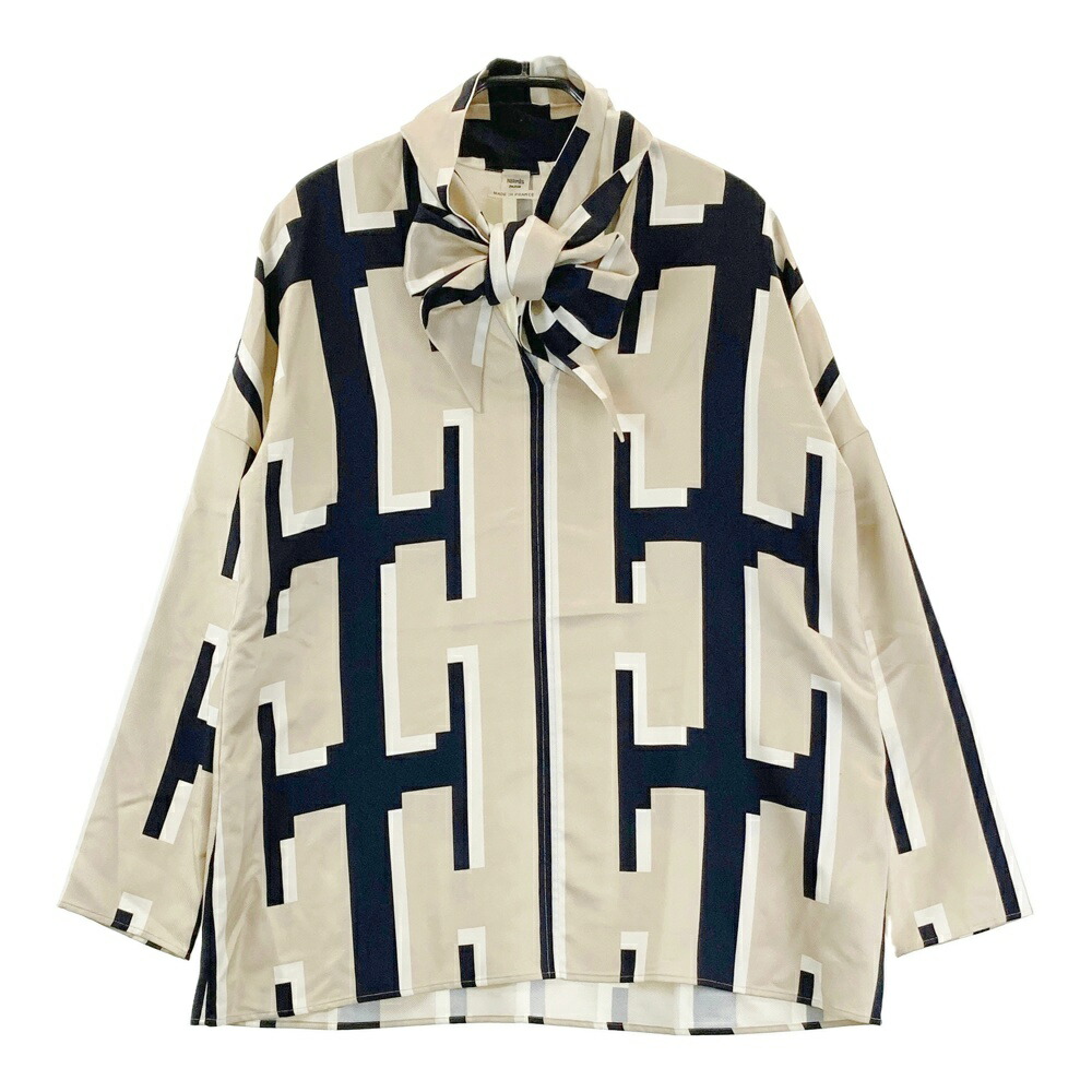 HERMES エルメス 07-7600 シルク ボウタイ カットソー ベージュ系 34 【中古】レディース|中古ゴルフウェア通販STST