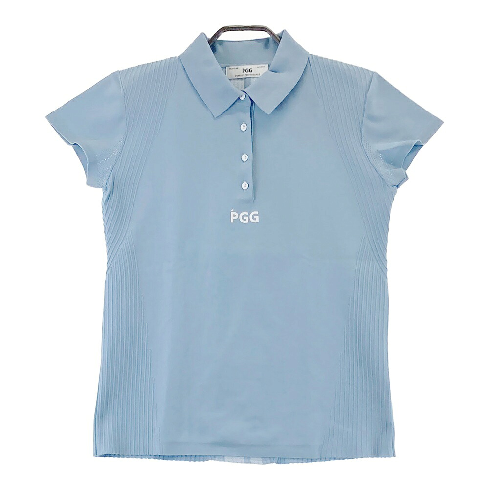 PGG PEARLY GATES パーリーゲイツ  半袖編み物スポーツシャツ  青碧系 1 【中古】ゴルフ御召しもの レディース