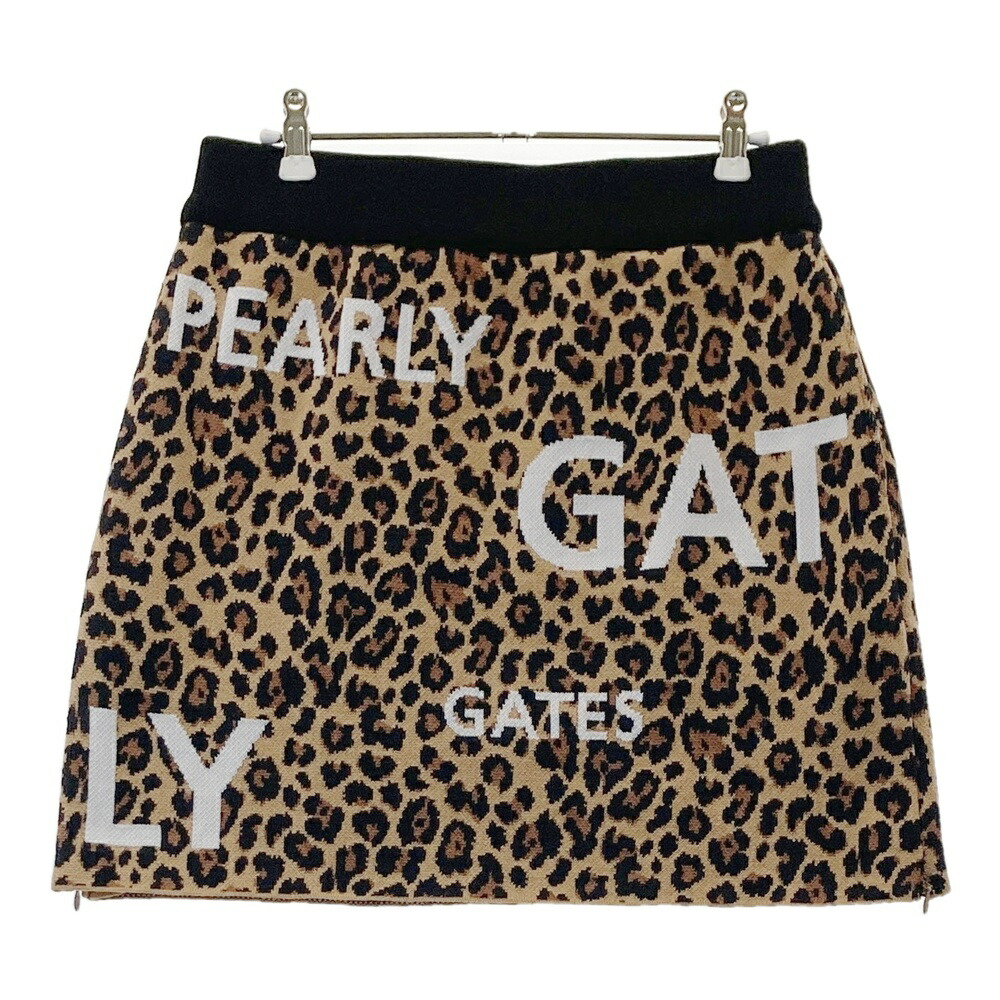 PEARLY GATES パーリーゲイツ  編み物スコート レオパード柄 赤銅色系 2 【中古】ゴルフ御召しもの レディース