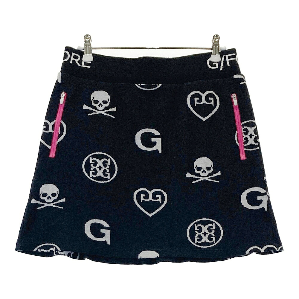 G/FORE ジーフォア  裏地付 編み物スコート 総柄 黒いこと系 38 【中古】ゴルフ御召しもの レディース