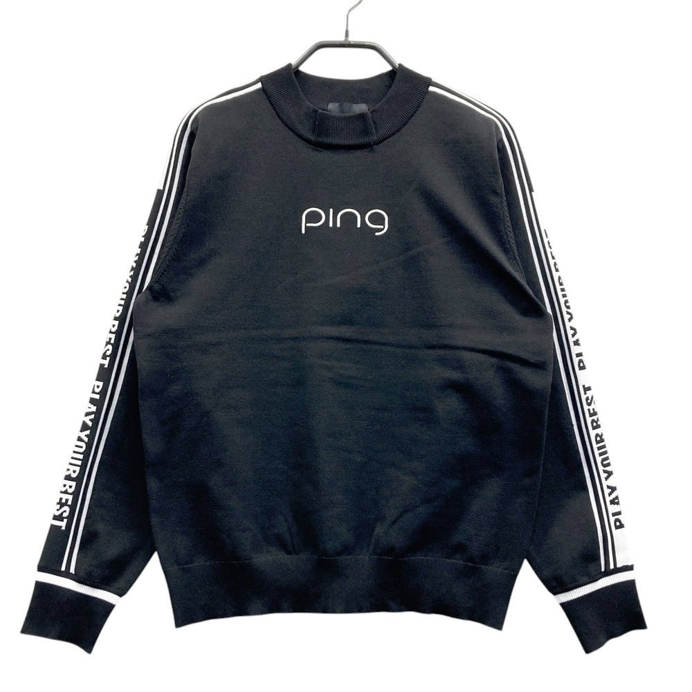 PING ピン 2025年ひな形 ロゴタイプジャカード ハイネックニットセーター  黒いこと系 M 【中古】ゴルフ御召しもの レディース