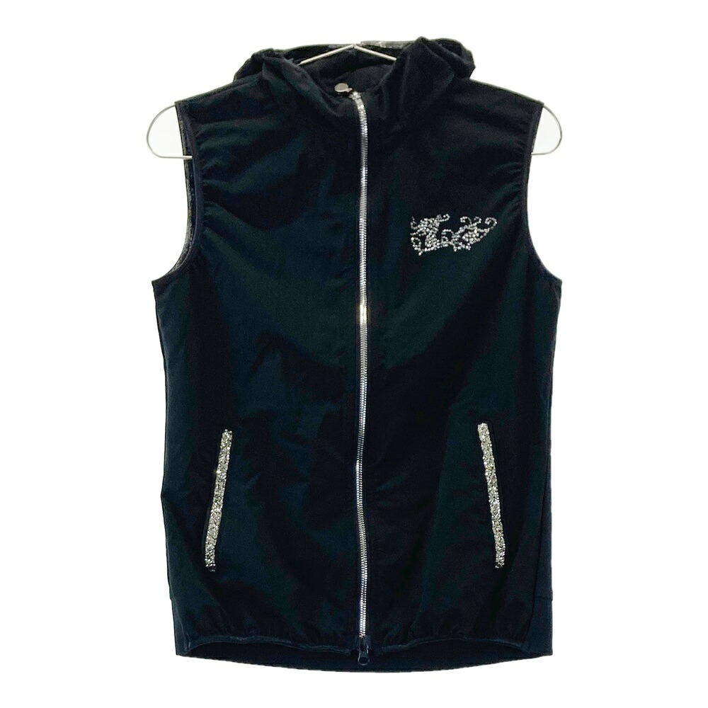 DANCE WITH DRAGON ダンスウィズドラゴン  ボンネット付 ジップベスト 火竜 石ころ  黒いこと系 2 【中古】ゴルフ御召しもの レディース