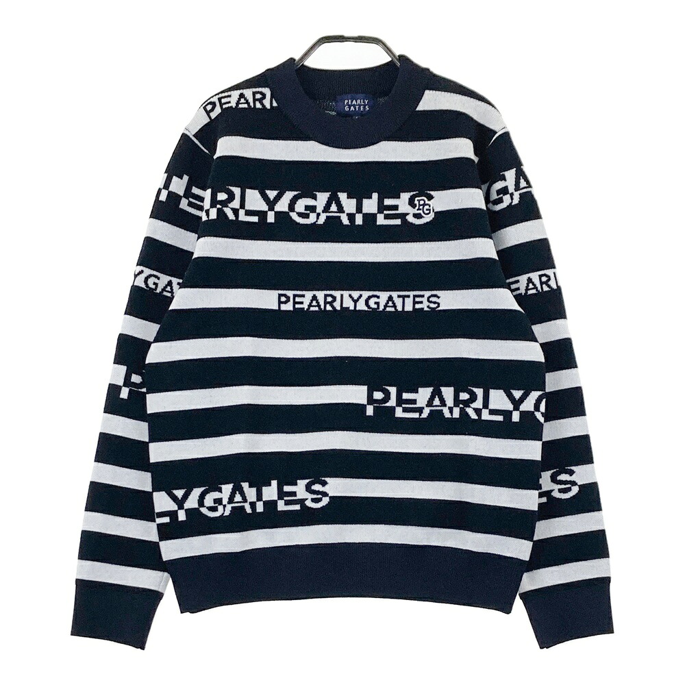 PEARLY GATES パーリーゲイツ ; ニットセーター ウール混 ボーダー柄 ブラック系 1 【中古】ゴルフウェア レディース｜中古ゴルフウェア通販STST