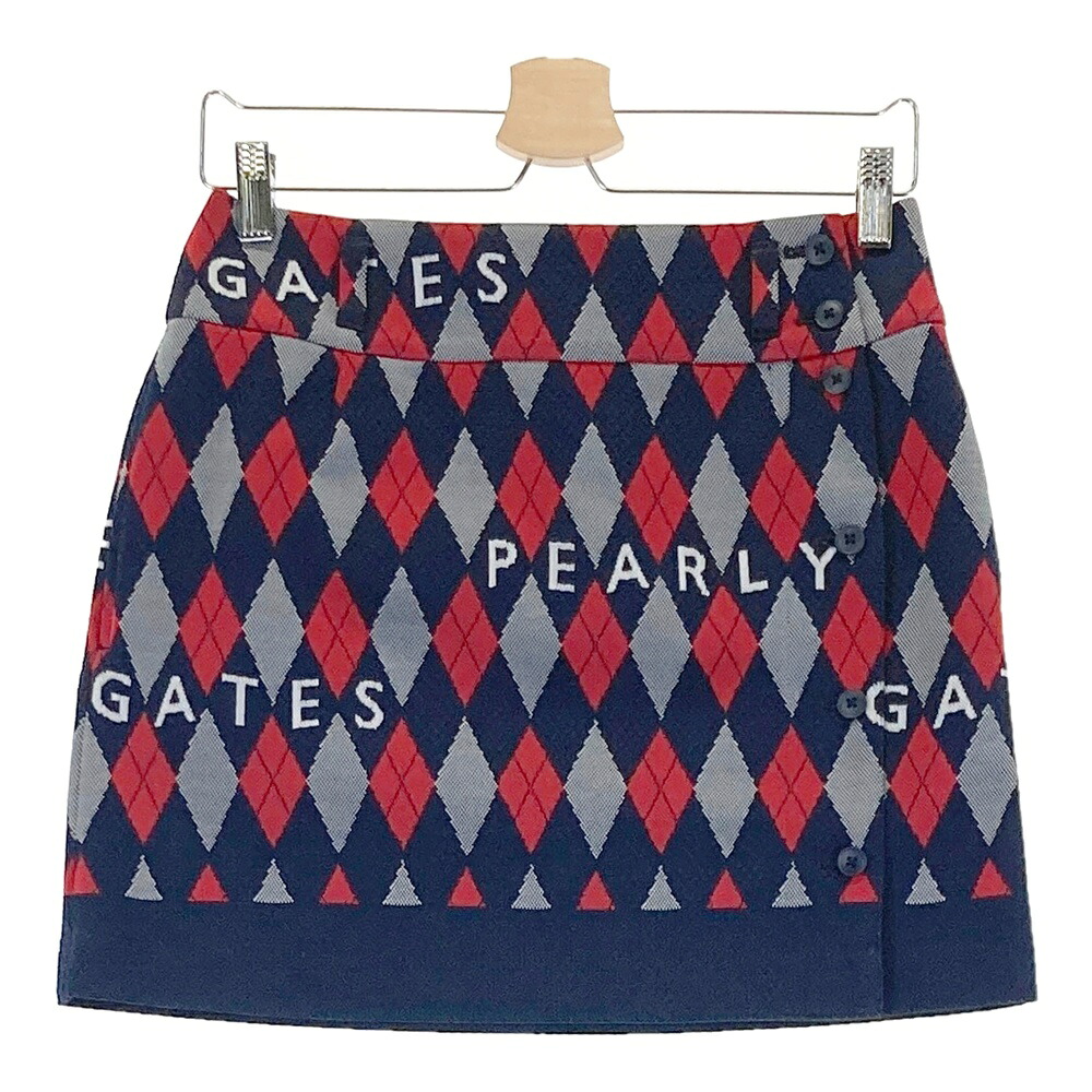 PEARLY GATES パーリーゲイツ ラップ スカート 総柄 ネイビー系 1 【中古】ゴルフウェア レディース｜中古ゴルフウェア通販STST