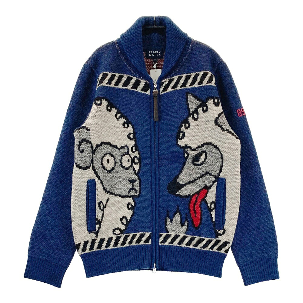 PEARLY GATES パーリーゲイツ ニットジャケット 総柄 ネイビー系 0 【中古】ゴルフウェア レディース｜中古ゴルフウェア通販STST