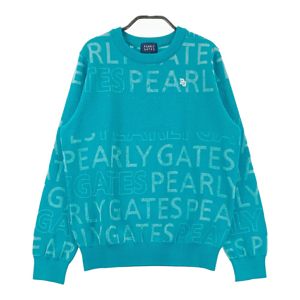 PEARLY GATES パーリーゲイツ 2024年モデル ニットセーター ロゴ 総柄 グリーン系 1 【中古】ゴルフウェア レディース｜中古ゴルフウェア通販STST