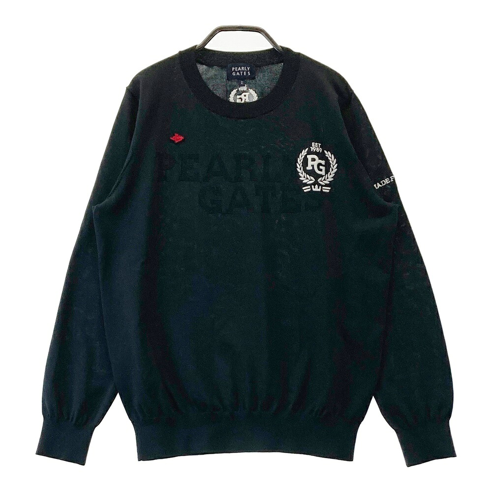 PEARLY GATES パーリーゲイツ ニットセーター ロゴ ブラック系 2 【中古】ゴルフウェア レディース|中古ゴルフウェア通販STST