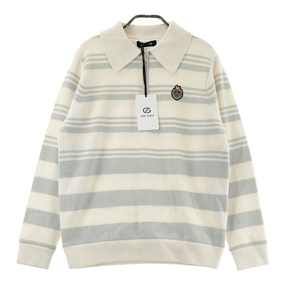 CPG GOLF シーピージーゴルフ 1309-25244 ハーフジップ ニット セーター ポロ ブルー系 3 【中古】ゴルフウェア レディース｜中古ゴルフウェア通販STST